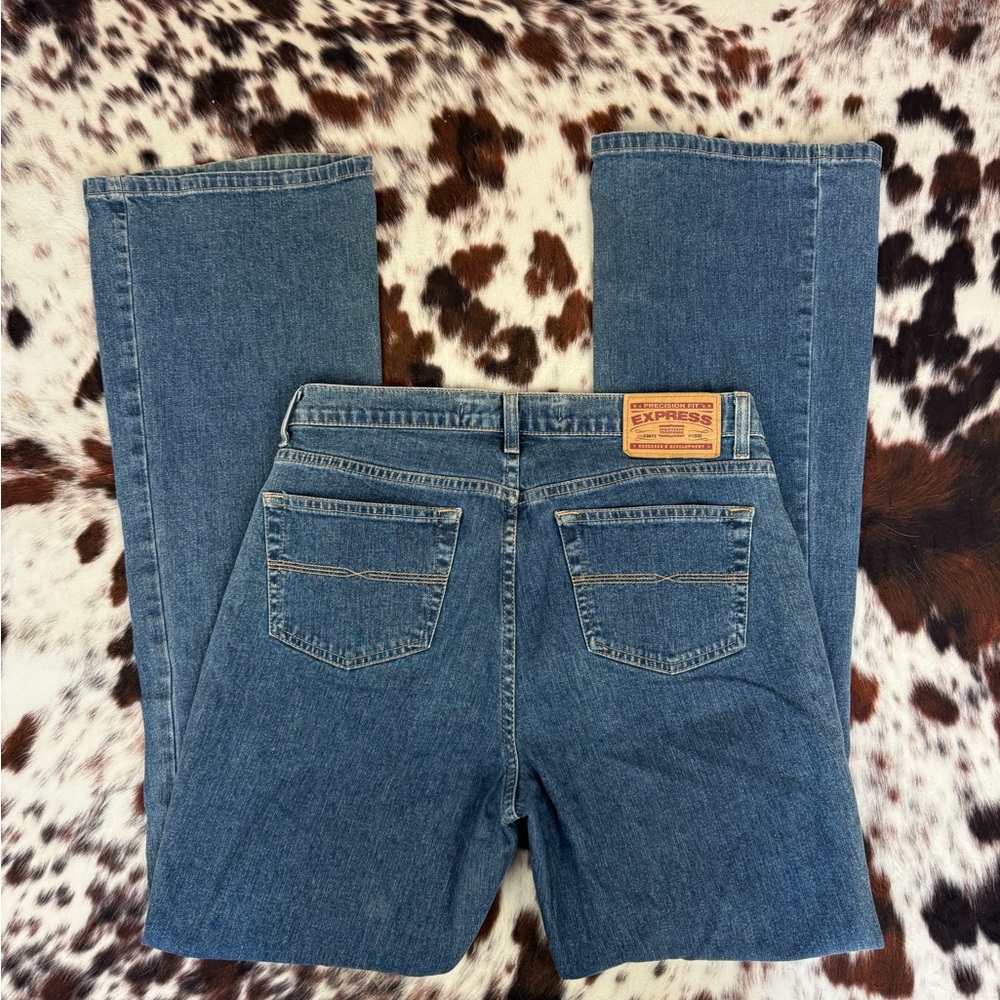 Express VINTAGE Riit Siren Women's Classic Blue Straight Leg Jeans 10 long